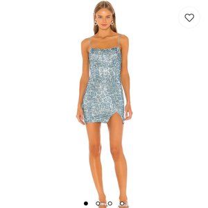 Romee Slit Mini Dress in Blue Leopard | superdown